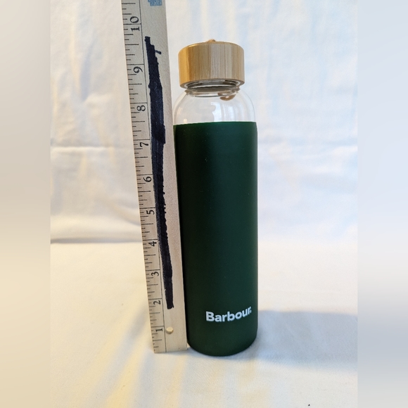 Barbour Glass Silicone Sleeve Cover Water Bottle Hunter Forest Green - Picture 16 of 16